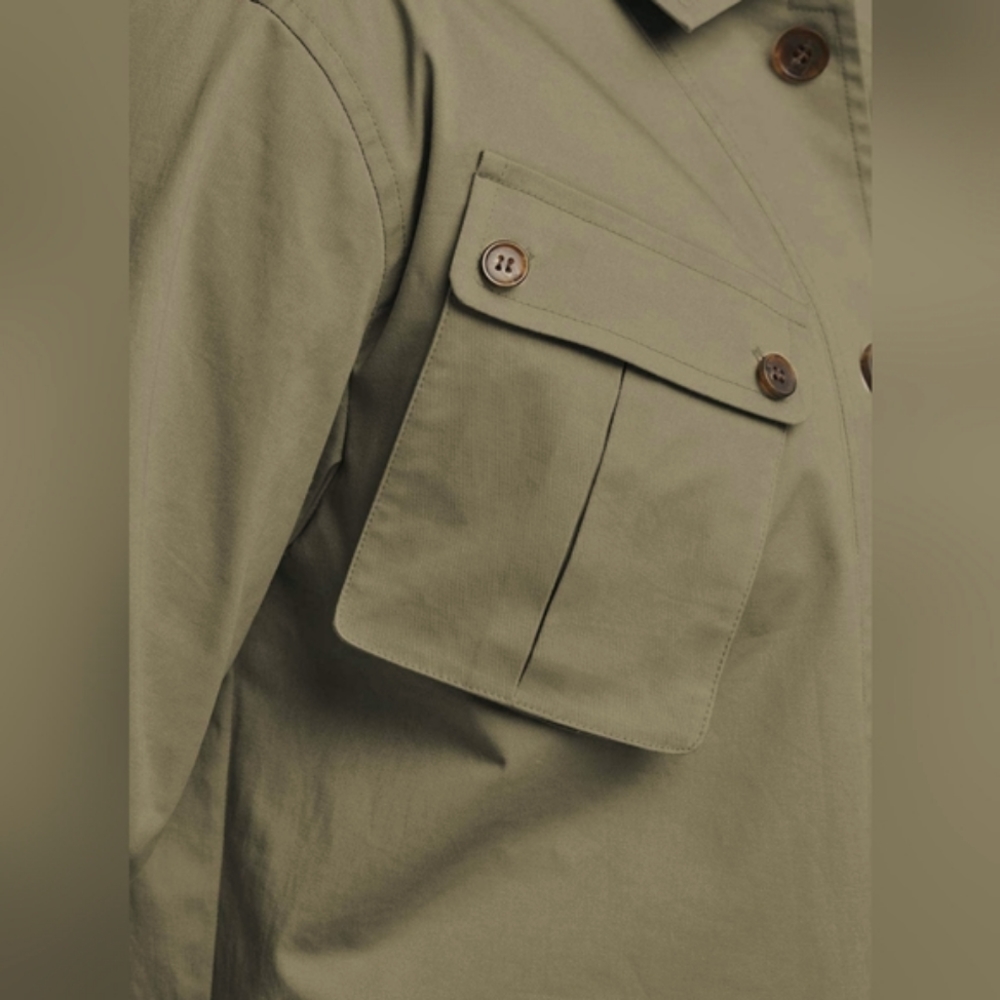 NWT Men's Cotton Lightweight Multi Pocket Jacket (Army Green) - Gentle Herd - Picture 5 of 13